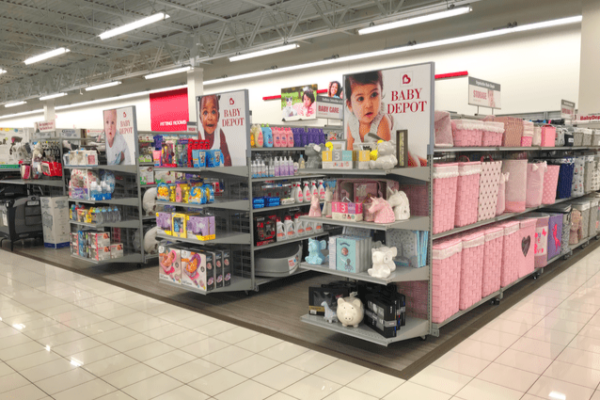 2 burlington inside store focusing on end cap display