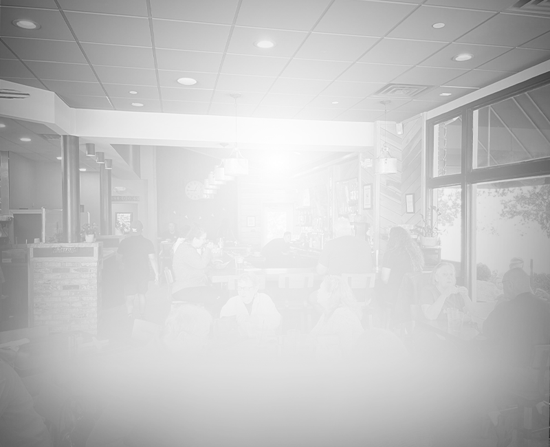 black and white image of restaurant