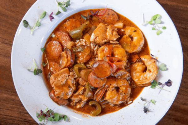 miss_toyas_2 Jambalaya Rice on a white plate with floral details
